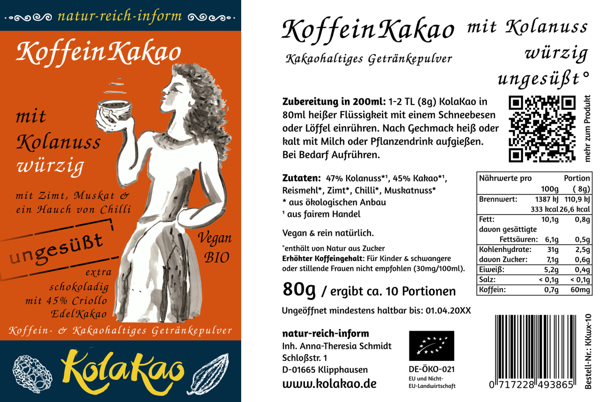 KoffeinKakao mit Kolanuss - würzig, ungesüßt BIO – Bild 3